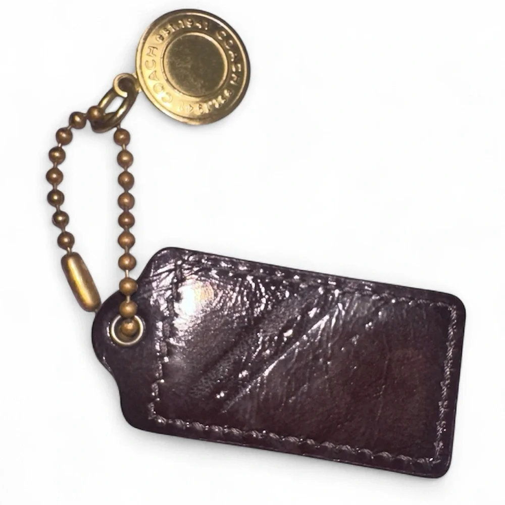 Coach Hang Tag + Gold Coin Purse Charm Dark Brown